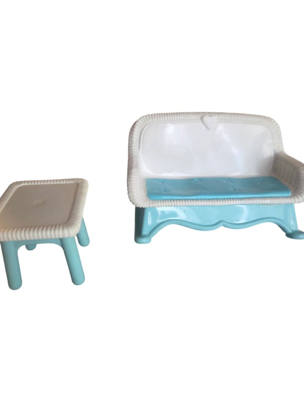 fisher price loving family dream dollhouse Sofa Set Blue White Couch Bench 2pc